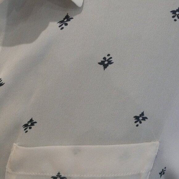 Pendleton Aztec Micro Print Silk Blouse White Blue, New with Tag - Picture 6 of 8